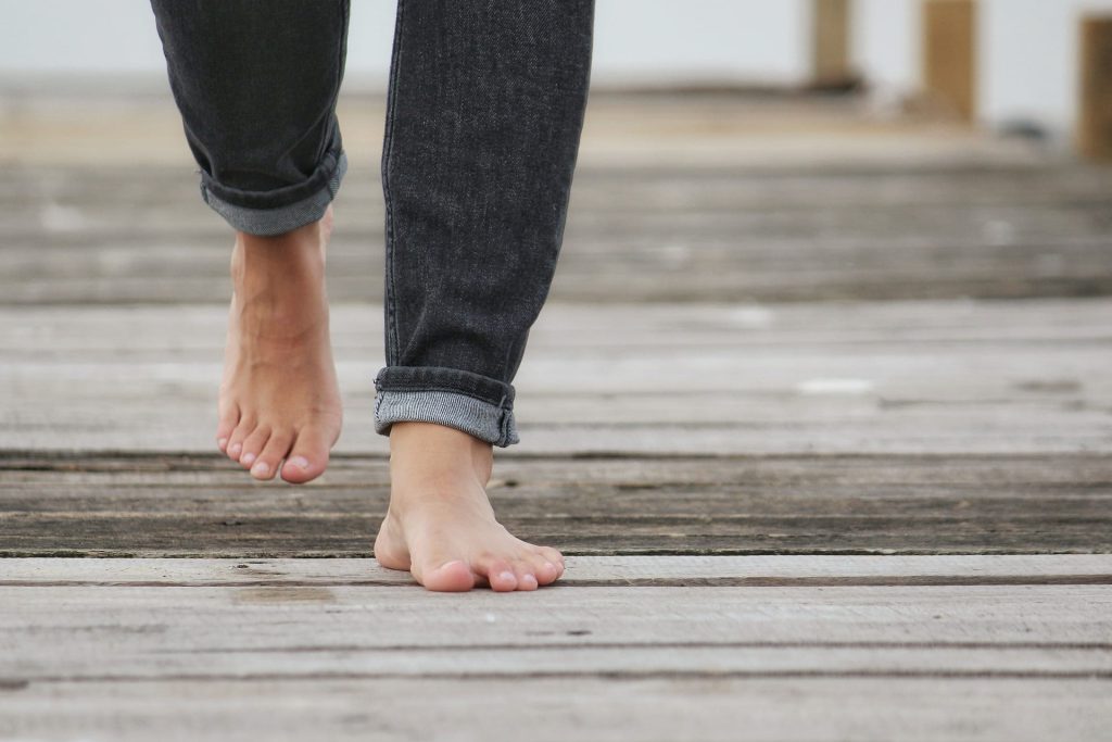 walking barefoot